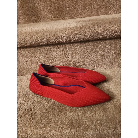 Rothy's "The Point" Bright Red Pointy-Toed Flats Size 10 - Picture 1 of 9